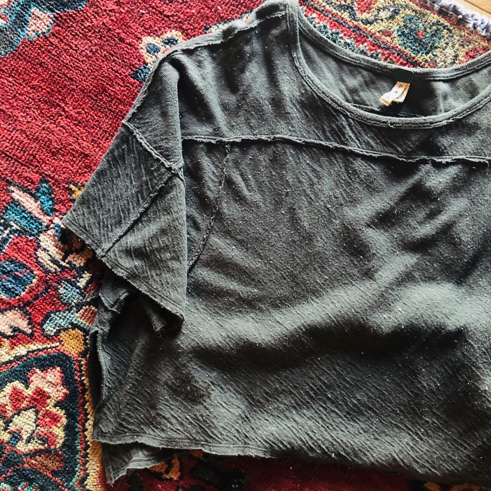 Free People Oversized Short Sleeve Sweatshirt Top